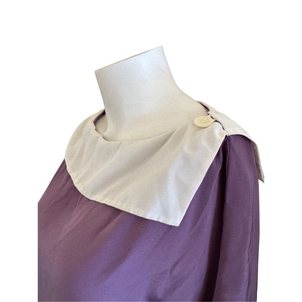 Prophecy vintage 70s lavender women’s blouse M sailor white collar short sleeve